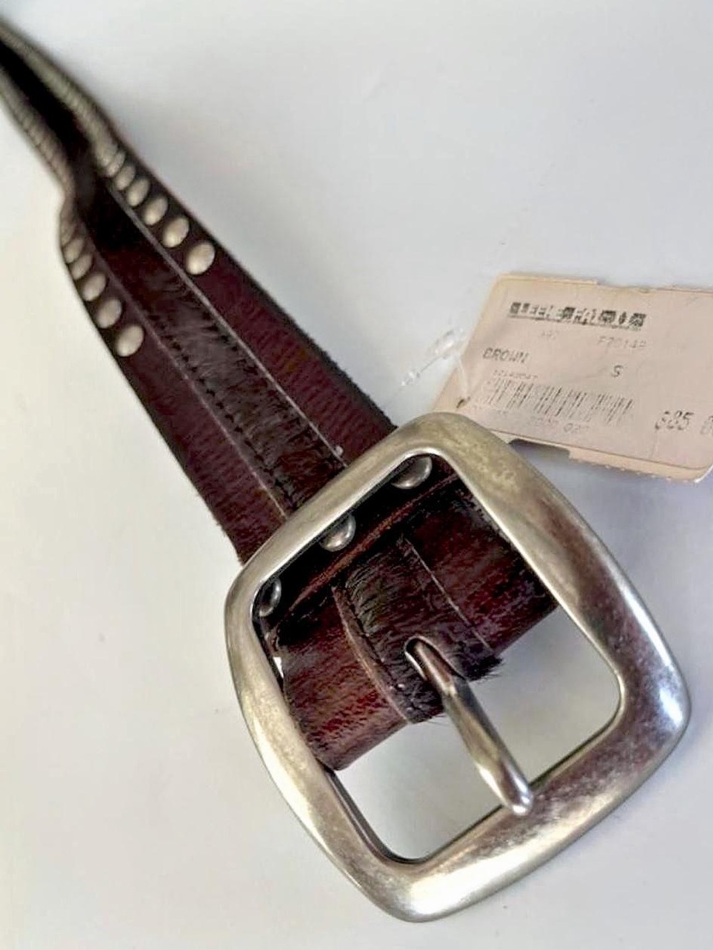 Leehe Fai Y2K Calf Hair Leather Silver Studded Belt NWT Deadstock